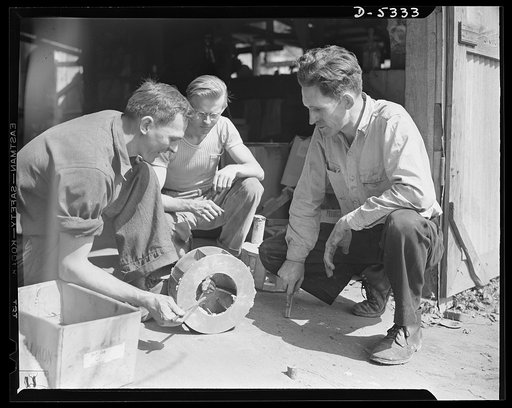 DeLand pool. Improvised foundry, Daytona Beach. A new kind of air raid siren is resulting from a fireman's curiosity about aluminum. City fireman J.L. Clayton of Daytona Beach, Florida, became interested in metals and put up a one-man foundry for a hobby in the rear of the fire station. Today he is 