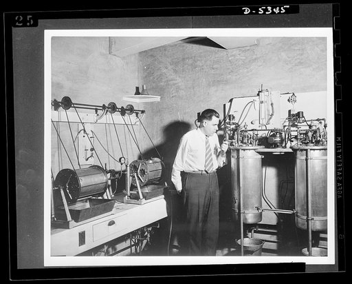 Production of butylene glycol. Dr. George E. Ward turns a valve in one of the experimental fermentation vats in which corn is being converted into butylene glycol at the Northern Regional Research Laboratory of the U.S. Department of Agriculture at Peoria, Illinois. This is part of the laboratory wo