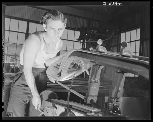 Production. Subchasers. This machinist's helper in a Southern shipyard now building subchasers learned his new shop duties so rapidly that he is credited as one of the men who helped the yard to earn the Navy "E." Like others in this shop, he had no previous experience in his present work