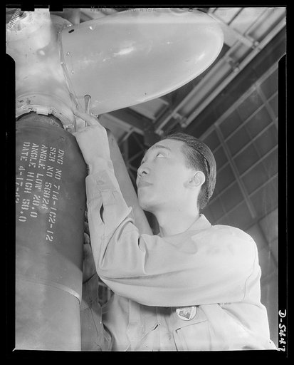Americans all. Building planes in an Eastern aircraft factory is Lew Orne, Chinese, who has a mother, father, wife and four children still in China. Orne feels that the planes he builds will hasten the day of victory and bring about a reunion with his family. Republic Aircraft Corporation