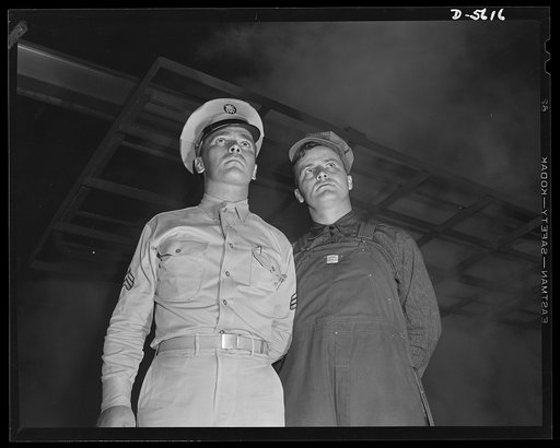 A poster comes to life. Sergeant Vineyard gets a first-hand introduction to steel in the making and finds it a fascinating experience. With Woolslayer, he's watching the fierce while lights and flickering shadows of an electric furnace in one of Allegheny-Ludlum's plants