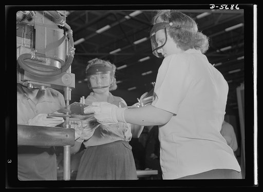 Production. Willow Run bomber plant. Working with skill and precision, these women operate a spot welding machine in the largest single story building in the world, Ford's giant bomber plant at Willow Run, Michigan. Ford plant, Willow Run