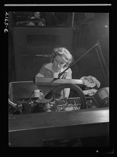Women in industry. Tool  production. With no previous industrial experience, this young woman has taken over a delicate job in a large Midwest drill and tool company. Her part in America's war production consists of grinding small drills to a high tolerance on this clearance-grinding machine. Republ