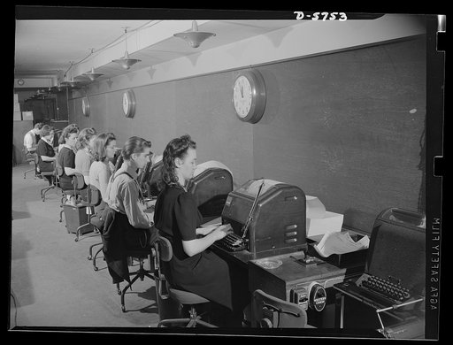 Office equipment used by the War Production Board (WPB). Telegraph services for the Office of War Information (OWI), the War Manpower Commission (WMC), and the Office of Price Administration (OPA), as well as for the WPB, go through the Business Management Branch of the WPB's Administrative Division