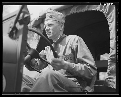 New River, North Carolina. Marine truck transport unit. America boasts the world's best military truck drivers. This capable member of a Marine motor transport unit at New River, North Carolina is an expert at tooling a truck through the worst kind of going. Marine barracks, New River, North Carolin