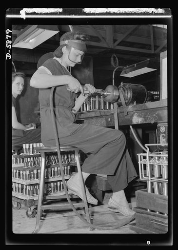 Women in industry. Aircraft motor workers. Employer resistance to the hiring of women workers in war industries is rapidly becoming a thing of the past, and this young employee of a Midwest aircraft motor plant embodies the reasons for this change of heart. With no previous industrial experience, sh