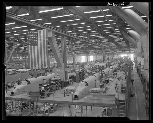 Production. Ventura bombers. When these birds of war are full fledged they will be assigned to chores in which Tokyo, Berlin, and Rome will have an active and painful interest. These planes in the jigs of a large Western aircraft plant are Ventura bombers in the making. Overhead cranes move the ship