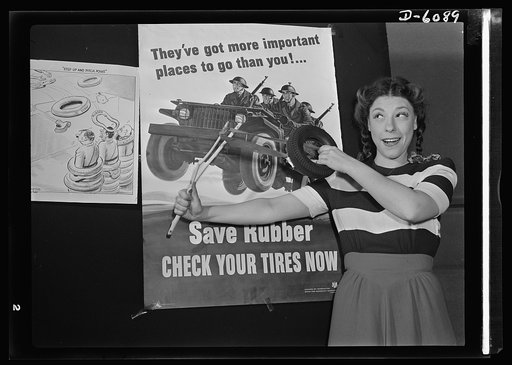 Judy takes a shot at the Axis. Judy Canova, star of stage and screen, opens her personal salvage drive for scrap rubber by aiming a well-placed shot at the Axis. She's donating her trusty slingshot to the drive. The scarcity of crude rubber is serious, and reclaimed rubber made from scrap must take 
