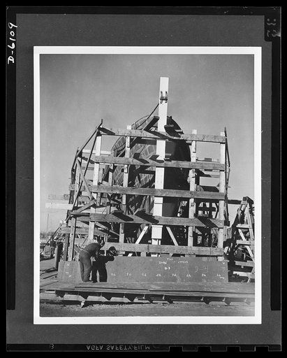 Production. Submarine chasers. Another harrier of the U-boats nears completion at an Eastern boatyard. Many 173-foot steel subchasers like this are sliding off the ways nowadays. Marine Construction, Stamford, Connecticut