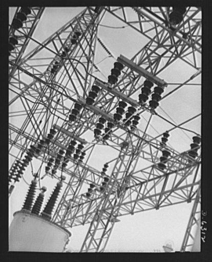 Power and conservation. Chickamauga Dam, Tennessee Valley Authority (TVA). Switchyard of the TVA's Chickamauga Dam, showing insulators and bus wires, located near Chattanooga, 471 miles above the mouth of the Tennessee River. The dam has an authorized power installation of 81,000 kilowatts, which ca