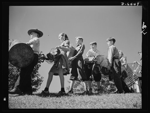 Manpower, junior size. Too young to help? Not the youngsters of Roanoke, Virginia. They're out to win the war by gathering up every piece of scrap metal, every bit of worn out rubber, and all waste fats and greases in the town