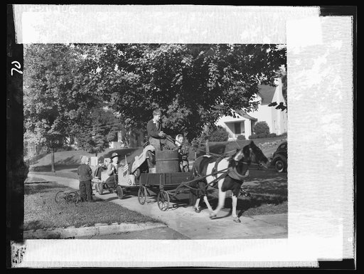 Manpower, junior size. The charge of the scrap brigade in Roanoke, Virginia includes such methods of collection as this pony cart. The patriotic and energetic youngsters of the town are making an all-out effort to corner every available piece of scrap in the city, so that their soldier and sailor br