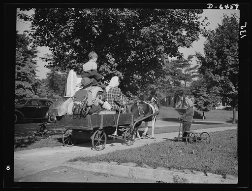 Manpower, junior size. The charge of the scrap brigade in Roanoke, Virginia includes such methods of collection as this pony cart. The patriotic and energetic youngsters of the town are making an all-out effort to corner every available piece of scrap in the city, so that their soldier and sailor br