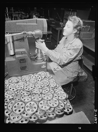 Production. Pratt and Whitney airplane engines. Magneto driving gears for Pratt and Whitney airplane motors are tested for hardness on a Rockwell machine in a large Eastern plant producing engines in great numbers for our armed forces. Pratt and Whitney Aircraft