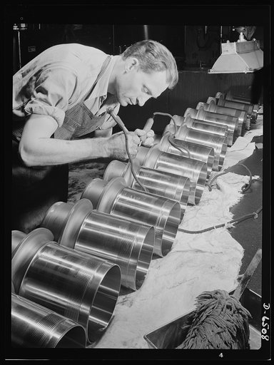 Production. Pratt and Whitney airplane engines. Cylinder barrels for Pratt and Whitney airplane engines are inspected and etched in a large Eastern plant producing a steady flow of power plants for the planes that will help bring us victory. Pratt and Whitney Aircraft