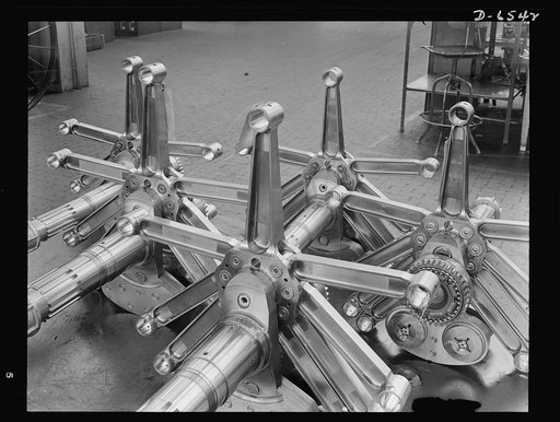 Production. Pratt and Whitney airplane engines. Power section assemblies for Pratt and Whitney airplane engines. These assemblies soon form important parts of the mighty engines that will carry our fighting planes to many victories. Pratt and Whitney Aircraft