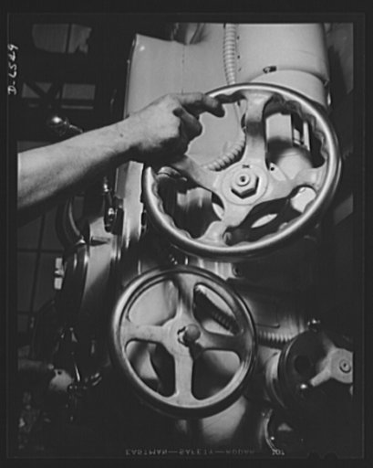 Production. Pratt and Whitney airplane engines. Controls on a radial drill at a large Eastern plant now producing Pratt and Whitney airplane motors. This plant is producing engines at a rate that would stagger the imagination of an Axis industrialist. Pratt and Whitney Aircraft