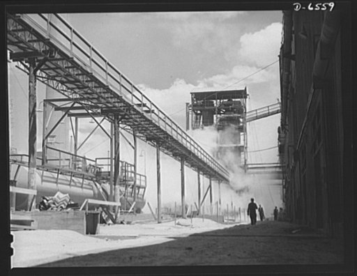 Tennessee Valley Authority production. Elemental phosphorus. Section of the TVA's phosphoric acid plant operated in conjunction with the making of elemental phosphorus in the Muscle Shoals area. The phosphorus, used in the manufacture of incendiary bombs and shells and of material for "smoke," is pr