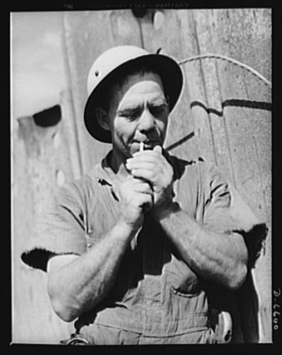 Tennessee Valley Authority power and conservation. Fort Loudoun Dam construction. A workman on a cofferdam of the new Fort Loudoun Dam, furthest upstream of the TVA's main Tennessee River projects. Scheduled for closure and first storage of water early in 1943, this dam will create a 15,000-acre lak