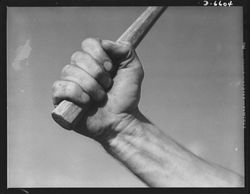 Tennessee Valley Authority power and conservation. Fort Loudoun Dam construction. Hand of a carpenter setting frame at the new Fort Loudoun Dam, furthest upstream of the TVA's main Tennessee River projects. Scheduled for closure and first storage of water early in 1943, this dam will create a 15,000
