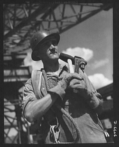Tennessee Valley Authority power and conservation. Fort Loudoun Dam construction. A pipe fitter at the Fort Loudoun Dam, furthest upstream of the TVA's Tennessee River projects. Scheduled for closure and first storage of water early in 1943, this dam will create a 15,000-acre lake reaching fifty-fiv