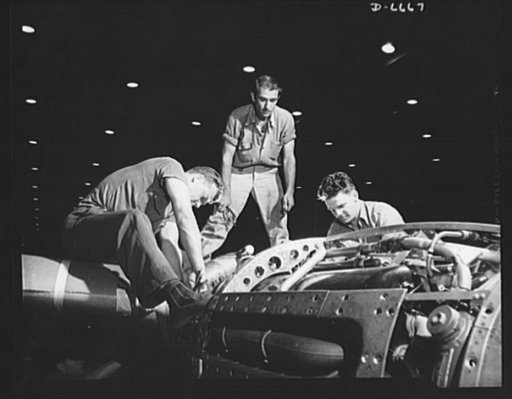Production. Lockheed P-38 pursuit planes. A liquid-cooled turbo-supercharged Allison engine is installed in a new Lockheed P-38 pursuit ship. This engine has carried the P-38 through brilliant performances in the Aleutians. The P-38 is an excellent high- altitude fighter with great firepower. Its sp