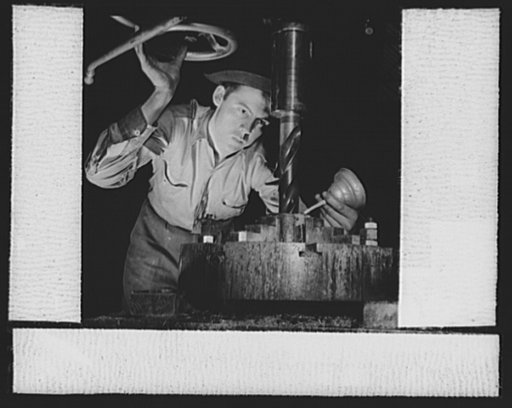 Manpower. Southern shipyard workers. Prior to his training in the operating of boring mills and other shop machines at a Navy plant, Robert Tucker was a farm boy. With the skill he acquired turning out ship parts for Navy vessels, Robert will be useful in the mechanical branch of the Army or Navy wh