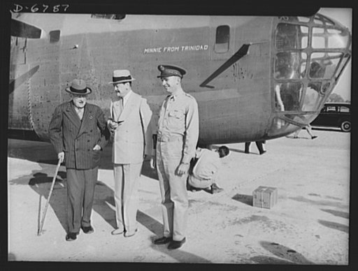 Left to right: Admiral W.H. Standley, United States Ambassador to Russia; Mr. Alexander Kirk, United States Minister to Egypt; Colonel T.S. Riggs (representing General Maxwell). Photograph taken at airport near Cairo as Mr. Kirk and Colonel Riggs saw Admiral Standley take-off for America