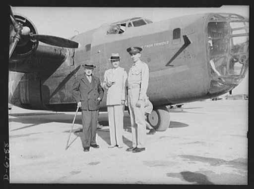 Left to right: Admiral W.H. Standley, United States Ambassador to Russia; Mr. Alexander Kirk, United States Minister to Egypt; Colonel T.S. Riggs (representing General Maxwell). Photograph taken at airport near Cairo as Mr. Kirk and Colonel Riggs saw Admiral Standley take-off for America. Photograph