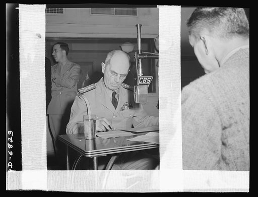 America's leaders discuss war needs in a radio program. America's leaders discuss the Army-Navy Production Awards and the critical needs of war production in a program on August 9, 1942. Admiral William D. Leahy appears on a radio program for the first time since he became Chief of Staff of the Comm