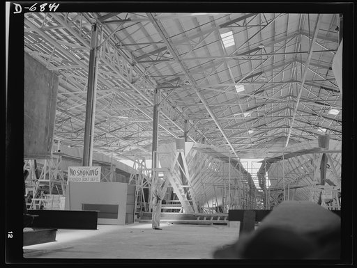 Production. Motor torpedo boats (wooden). Wooden motor torpedo boats for the Navy are built of prefabricated parts and sections in a large Southern shipyard. These fast seventy-eight-footers are built under roof and moved to a nearby waterway for launching and fitting. Higgins Industries