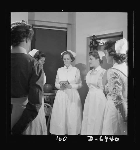 Nurse training. The "morning circle" starts the day's work for the student nurses. Here students get their assignment and learn what problems must be dealt with on the floor