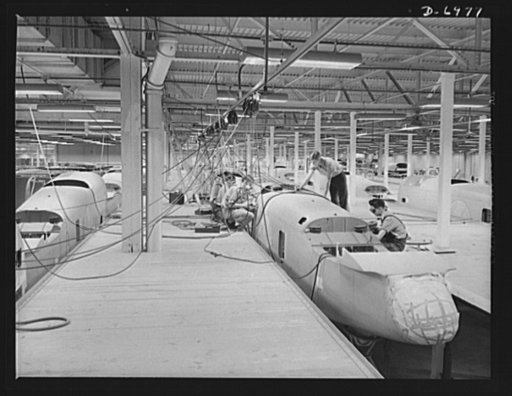 Production. B-25 bombers. Fuselages for B-25 bombers on an assembly line in a Western aircraft plant. These fuselages will be installed on the right sides of the planes. General Doolittle, who flew a B-25 in the raid on Tokyo, has called the ship the best military plane in existence. With plenty of 