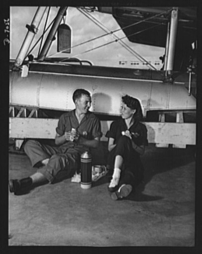 Naval air base, Corpus Christi, Texas. A fast friendship developed between these two civil service employees in the assembly and repairs department of the naval air base in Corpus Christi, Texas