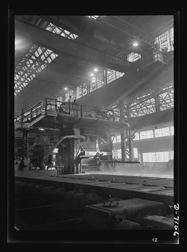 Salvage. Scrap for steel mills. From these giant rolling machines flow lengths of molten steel--steel composed partly of roller skates, reapers, radiators and other scrap collected from America's homes and farms. This strip steel will see action as armor plate on the nation's tanks or battleships