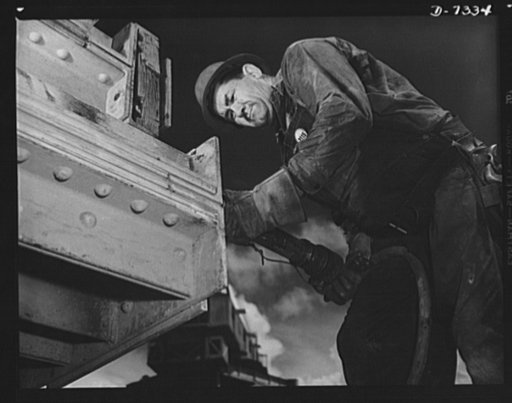 Tennessee Valley Authority. Construction of Douglas Dam.  "Big Pete" Ramagos, a rigger at TVA's new Douglas Dam on the French Broad River. This dam will be 161 feet high and 1,682 feet long, with a 31,600 acre reservoir area extending forty-three miles upstream. With a useful storage capacity of app