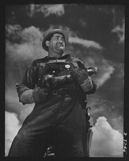 Tennessee Valley Authority. Construction of Douglas Dam.  "Big Pete" Ramogos, rigger at TVA's new Douglas Dam on the French Broad River. Served overseas in the last war with the ninetieth Division, 345th Machine Gun Company. A Greek who speaks with a Southern drawl. This dam will be 161 feet high an