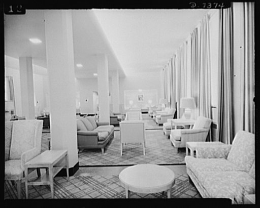Government hotel for Negro women war workers. The spacious lounge of the 760,000 dollar Lucy D. Slowe Residence Hall, first government constructed hotel for Negro women war workers in Washington, D.C., is shown above. The 322 residents of the hotel will also enjoy a comfortable lobby, a fountain roo