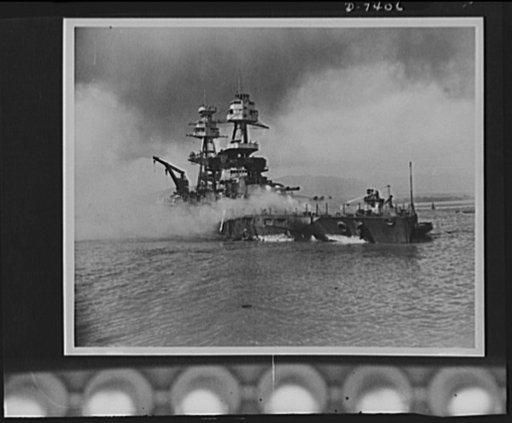 Pearl Harbor bombing. USS Nevada. Beached at Hospital Point