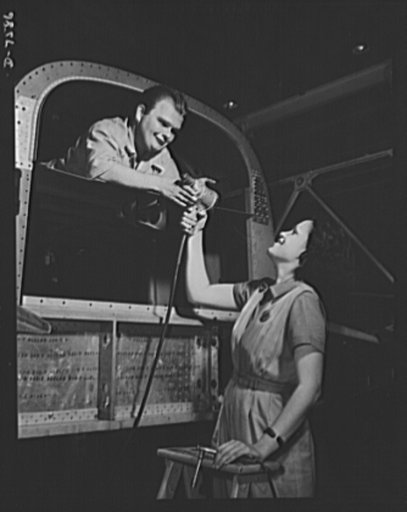 Production. Airplane manufacture, general. Joe Cobb, former "Fat Boy" in the original "Our Gang" comedies, now helps build B-25 bombers at the Inglewood, California, plant of North American Aviation. This plant produces the battle-tested B-25 ("Billy Mitchell") bomber, used in General Doolittle's ra
