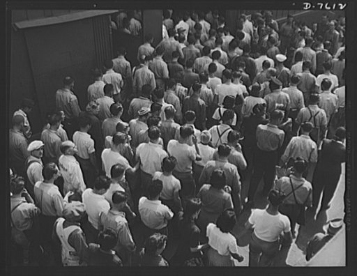 Production. Airplane manufacture, general. Employees at the Inglewood, California, plant of North American Aviation return to their jobs after enjoying another lunch period program presented at the recreation center. This plant produces the battle-tested B-25 ("Billy Mitchell") bomber, used in Gener