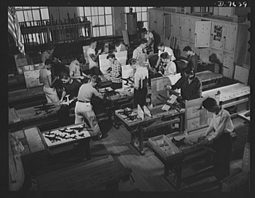 Victory Corps, tomorrow's defenders of liberty. Members of high school Victory Corps construct model planes to Navy specifications for use by military and civilian personnel. There, students of Washington High School in Los Angeles, California, are utilizing skills acquired in courses in cabinet-mak