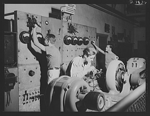 Victory Corps, tomorrow's defenders of liberty. Invaluable training in use of electrical equipment is given to these boys in the industrial shops at Polytechnic High School in Los Angeles, California. Members of the Victory Corps, their potential manpower will supply needed technical skill for war a