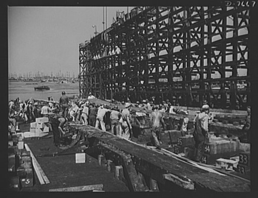 Production. Launching of the SS Booker T. Washington. America needs ships to carry its guns and tanks and planes to the battlefronts of the world. A few minutes after the SS Booker T. Washington, first Liberty Ship named for a Negro, was launched at the California Shipbuilding Corporation's Wilmingt