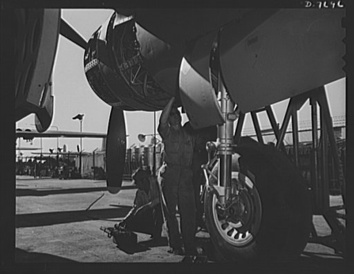 Production. B-25 "Billy Mitchell" bombers. Final installations on North American B-25 bombers are made on the flight ramp of the Inglewood, California, plant, before they move to the flight test line. In addition to the battle-tested B-25 "Billy Mitchell" bomber, used in General Doolittle's raid on 
