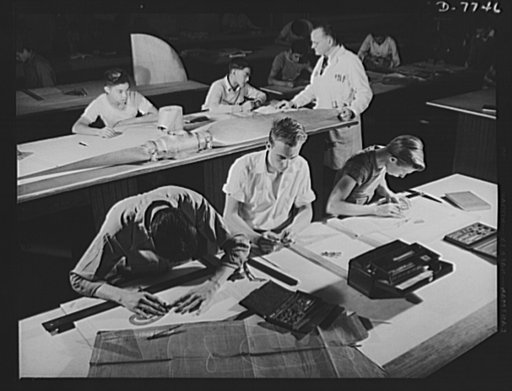 High school Victory Corps. Budding aircraft drafters are these young students at Polytechnic High School, Los Angeles, California
