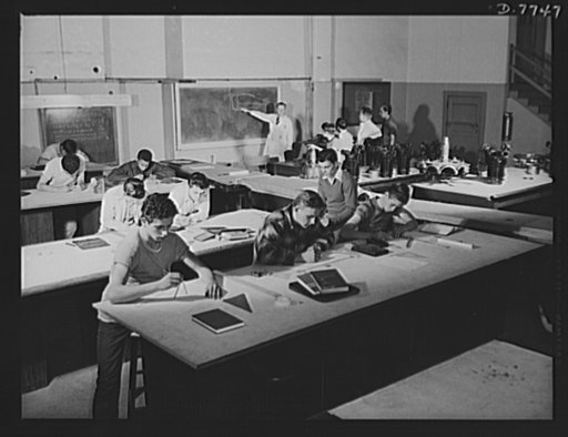High school Victory Corps. Budding aircraft drafters are these young students at Polytechnic High School, Los Angeles, California
