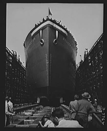 Production. Launching SS Booker T. Washington. The SS Booker T. Washington, first Liberty Ship named for a Negro, slides down the ways at the Wilmington yards of the California Shipbuilding Corporation at its launching on September 29, 1942