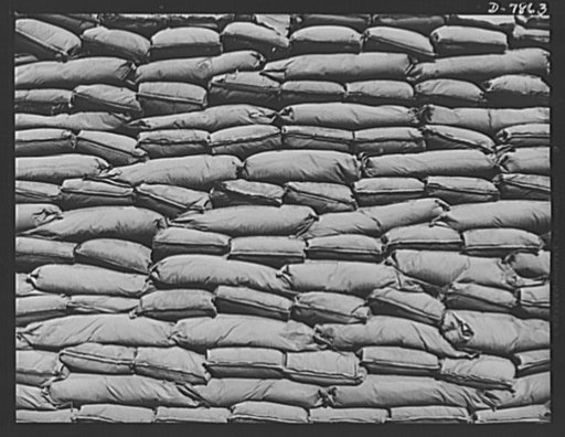Production. Airplane maufacture, general. Sandbags protect vital plant areas of the Long Beach, California, plant of Douglas Aircraft Company, against air raids. Most important are the many types of aircraft made at this plant are the B-17F ("Flying Fortress") heavy bomber, the A-20 ("Havoc") assaul