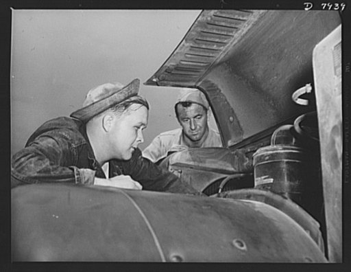Fort Knox. Maintenance of mechanized equipment. Army trucks and other vehicles at Fort Knox, Kentucky, are checked thoroughly, and at regular intervals. Wherever possible, motorized military equipment is maintained in constant tip top shape, instantly ready for strenuous action